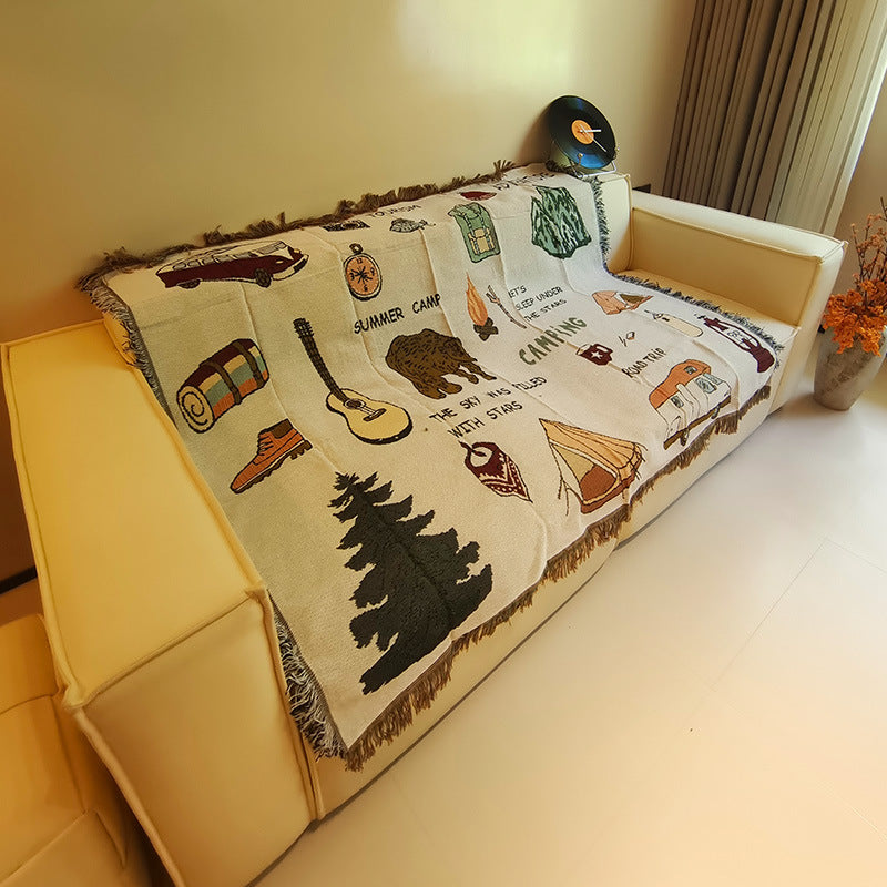 Cozy Camping-Themed Throw Blanket