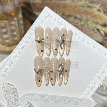 Decorative Stiletto Nail Art Set with Gem Accents Acalora