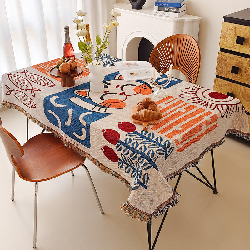 Artistic Cartoon-Inspired Tablecloth