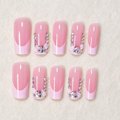 Elegant Floral Accent Press-On Nail Art Set Acalora