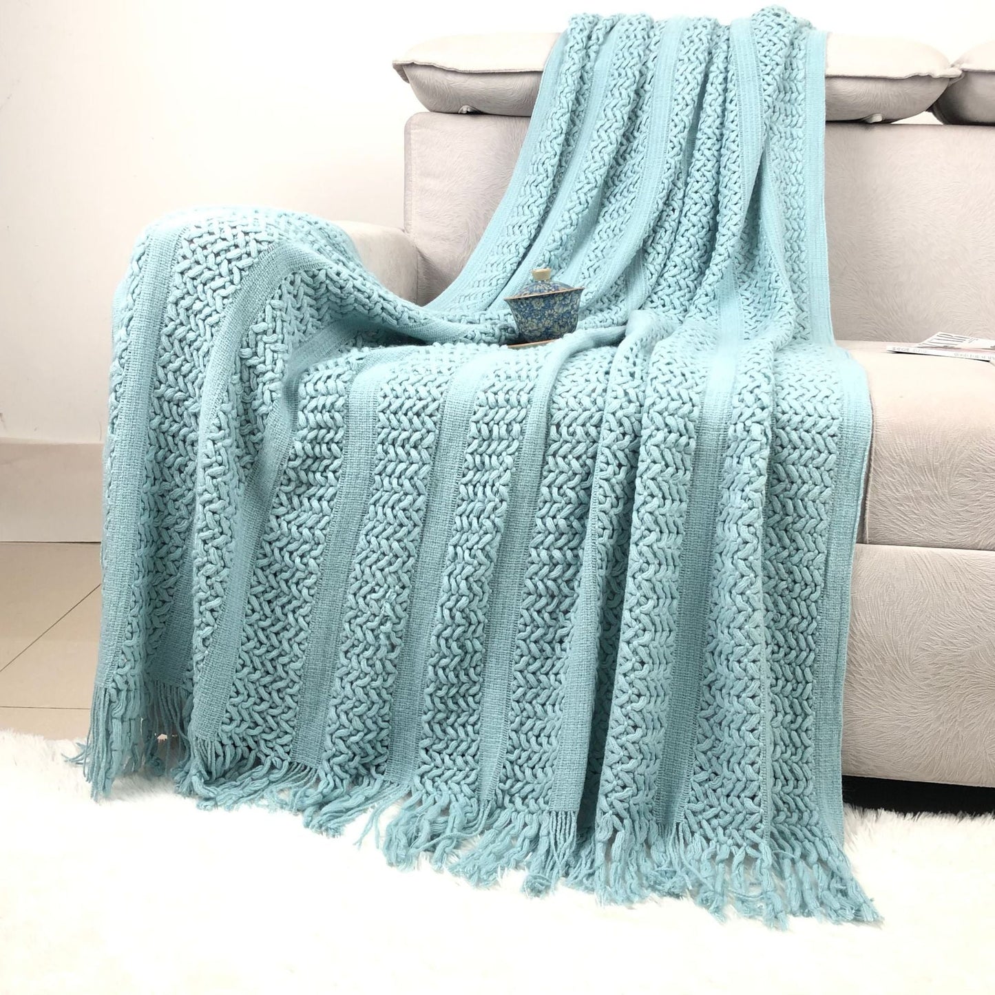Textured Knit Throw Blanket