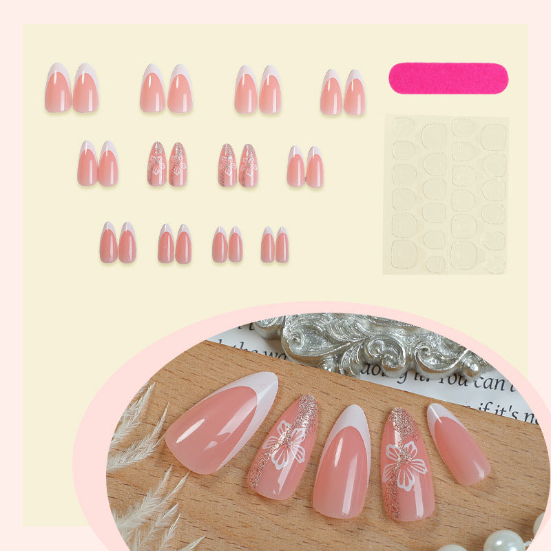 Elegant Floral Designed Press-On Nail Set Acalora