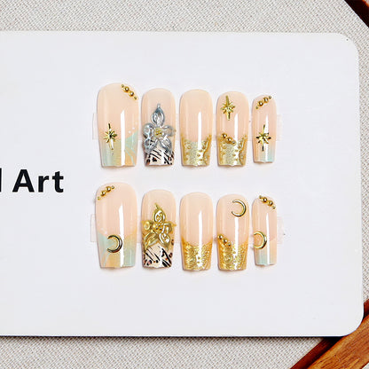 Artificial nail set with floral 3D applications and elegant decorations Acalora