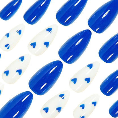 Stylish Long Stiletto Nail Art Tips with Heart Accents Acalora