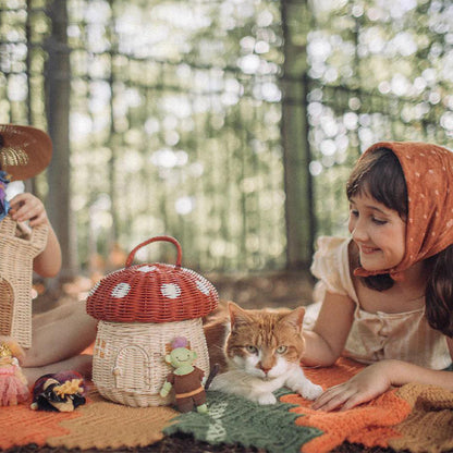 Fun Mushroom-Shaped Woven Storage Basket Acalora