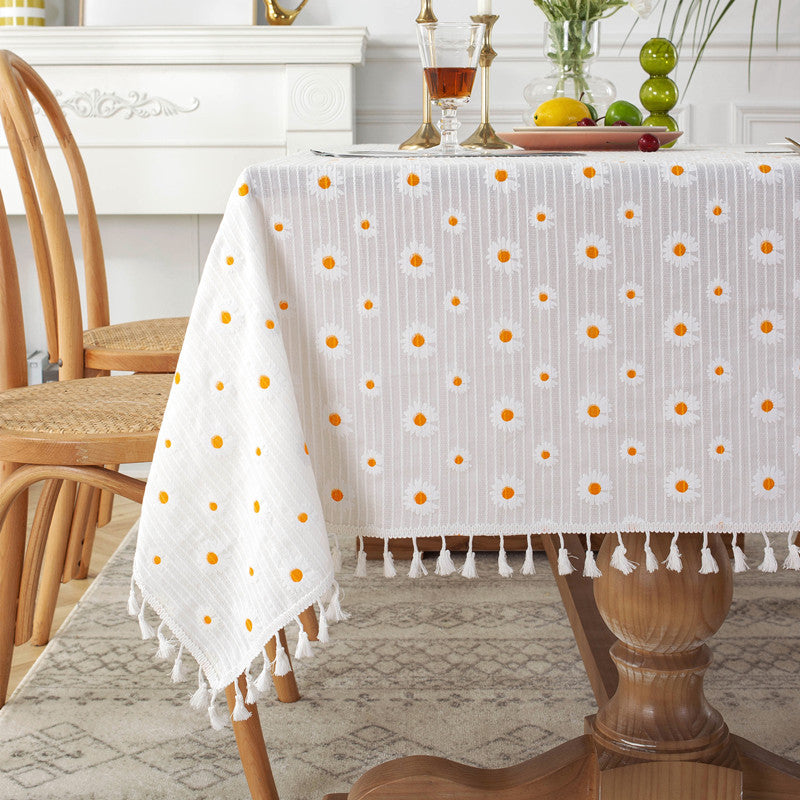 Elegant Floral Embroidered Tablecloth