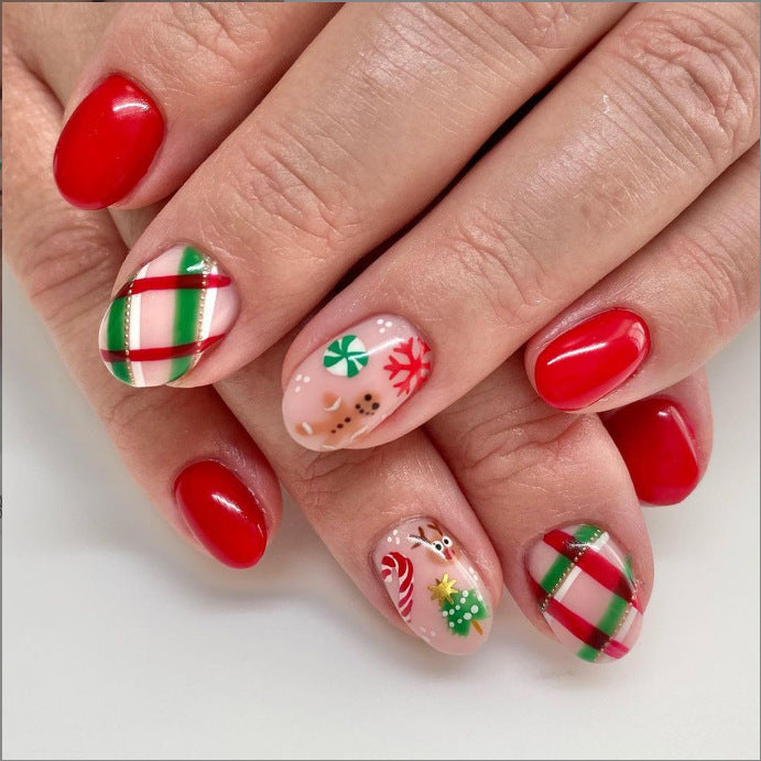 Festive Holiday-Themed Press-On Nail Set Acalora
