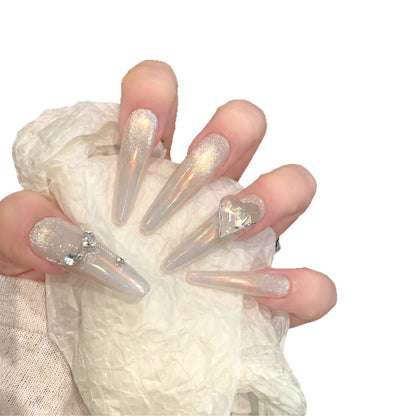 Stiletto Press-On Nail Extensions with Crystal Accents Acalora