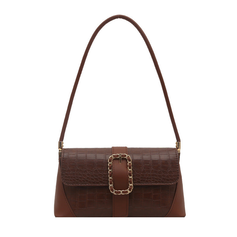 Crocodile Patterned Chain Strap Handbag Acalora