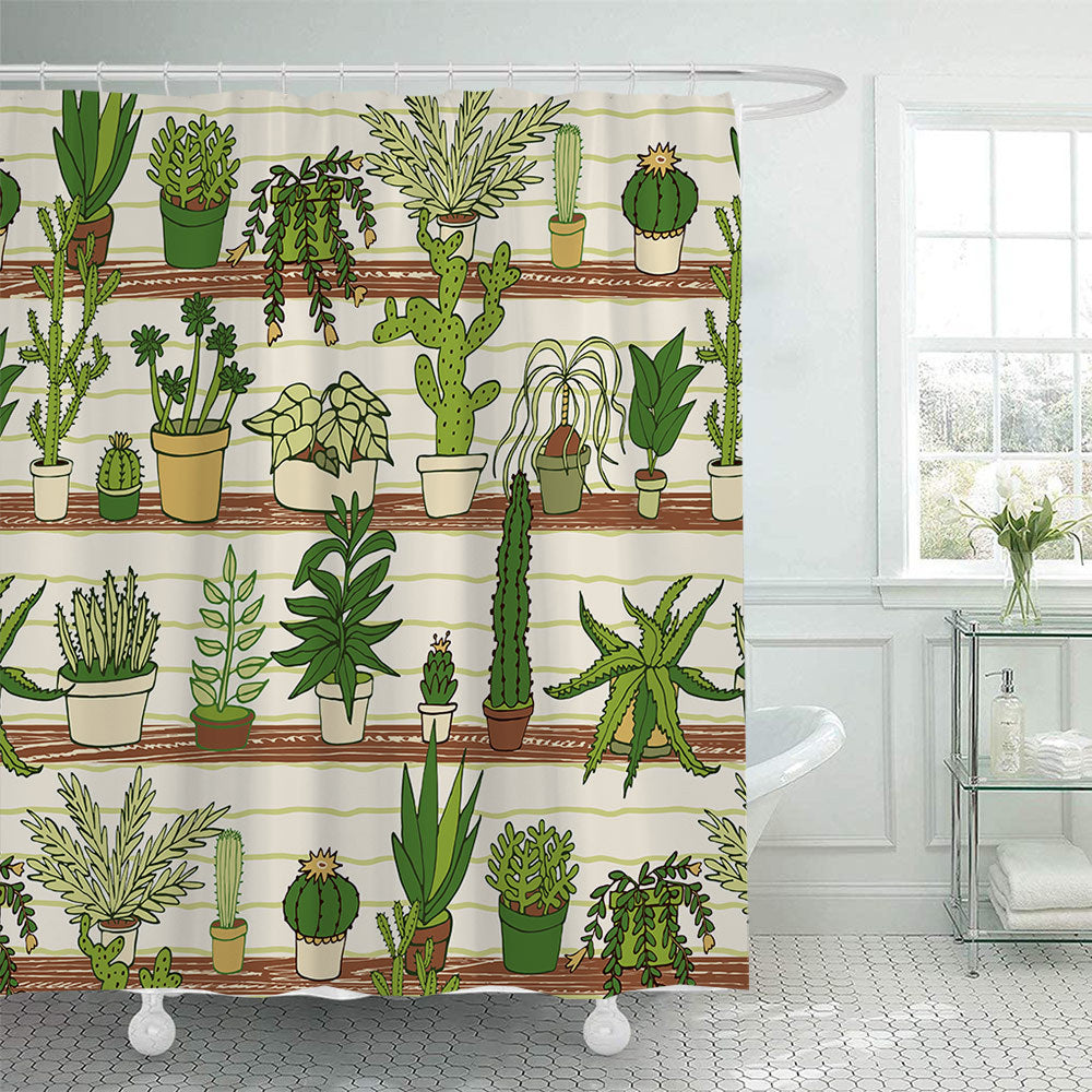 Cactus Garden-Themed Shower Curtain