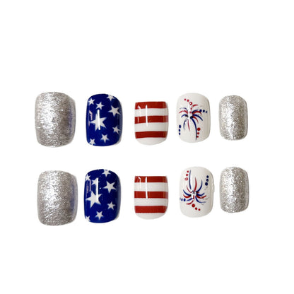 Patriotic Themed Press-On Nail Art Set Acalora
