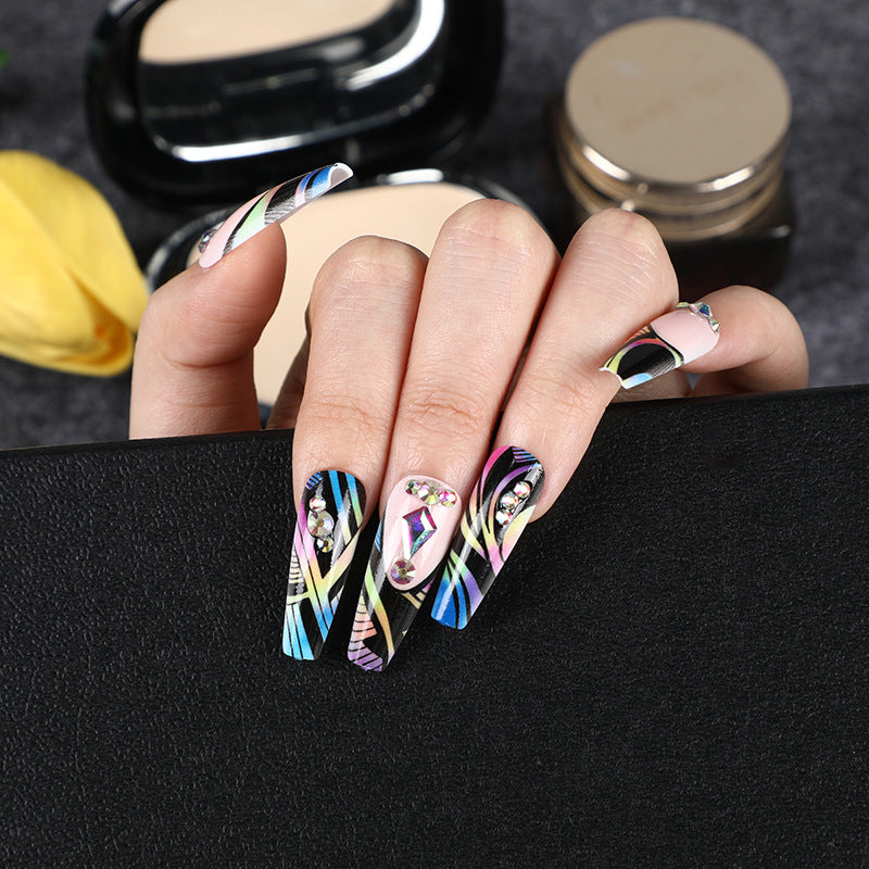 Artificial nail tips with colorful abstract design Acalora