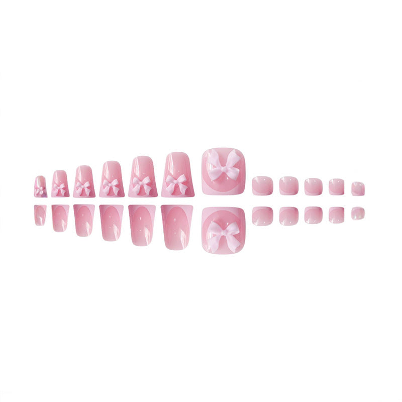 Decorative Press-On Nail Art with Bow Accents Acalora