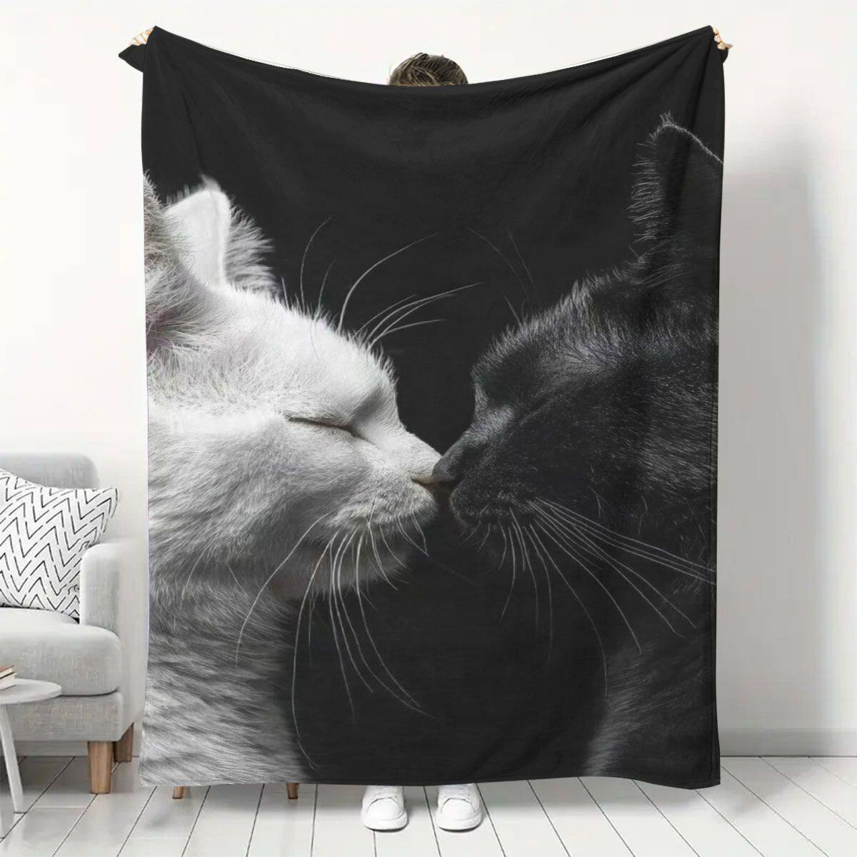 Artistic Cat-Themed Fleece Blanket