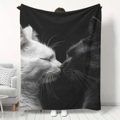 Artistic Cat-Themed Fleece Blanket