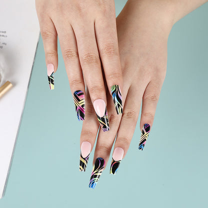 Artificial nail tips with colorful abstract design Acalora