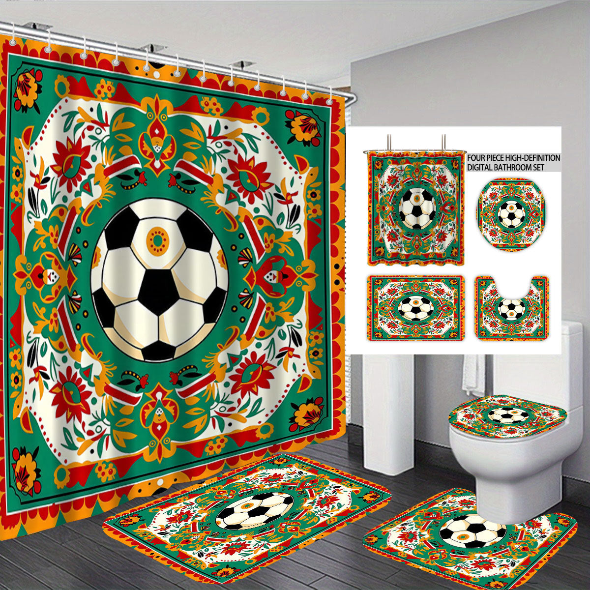 Basketball-Themed Bathroom Decor Set