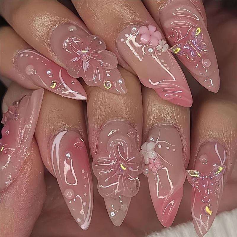 Artistic Floral Inspired Press-On Nails Acalora