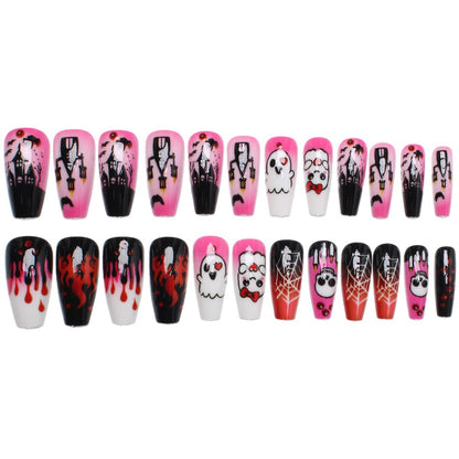 Acrylic nail set with creepy Halloween design and playful motifs Acalora