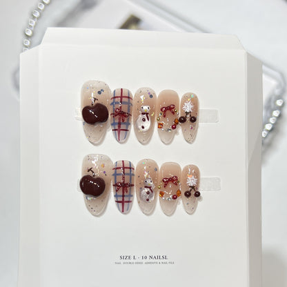 Glittery Press-On Nail Art Set with Snowflake Design Acalora