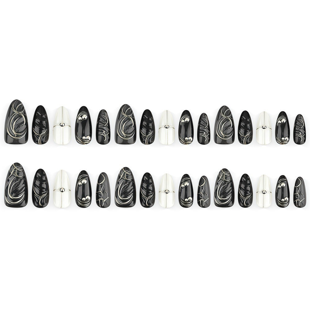 Acrylic Nail Set with Modern Design and Delicate Accents Acalora