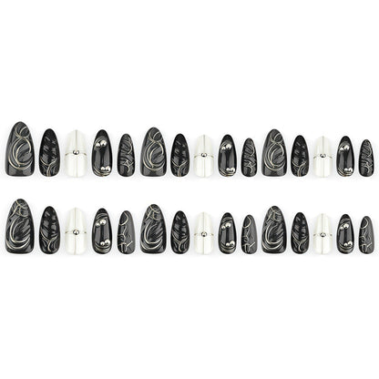 Acrylic Nail Set with Modern Design and Delicate Accents Acalora