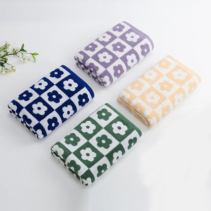 Women's Luxurious Terry Bath Towel with Floral Pattern Karnz