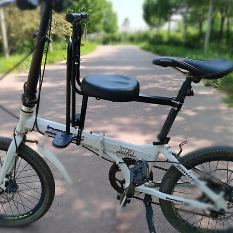 front-mounted padded toddler bike passenger seat with safety ring and adjustable universal bracket Bowlift