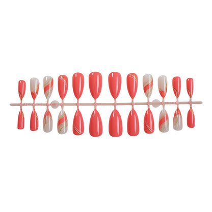 Premium Gel Press-On Nail Set with Elegant Swirls and Shimmering Accents Acalora