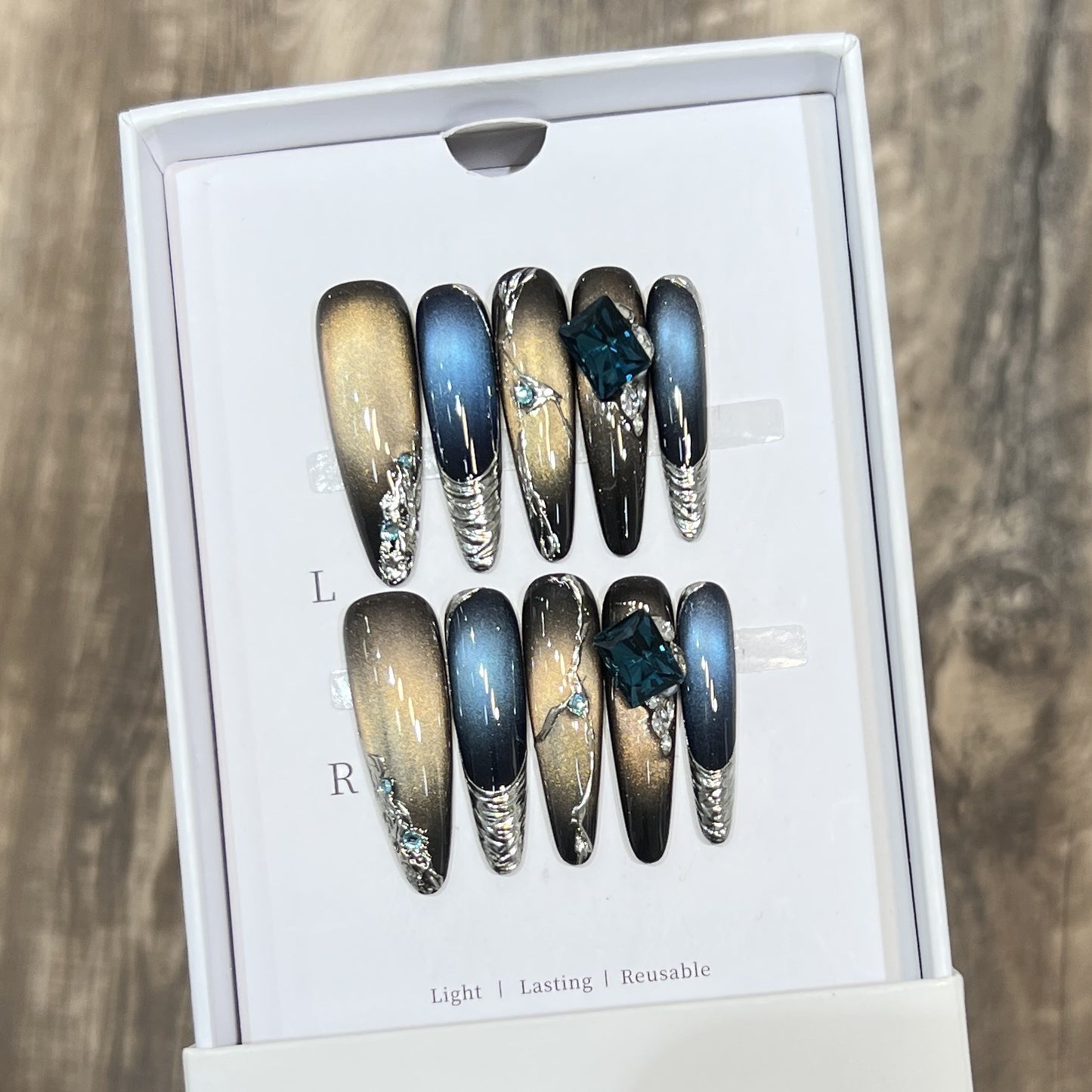 Stiletto Nail Art Set with Galactic Design Acalora
