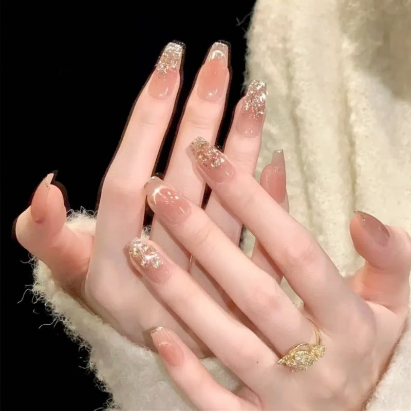 Artificial nail set with sparkling glitter and 3D applications Acalora