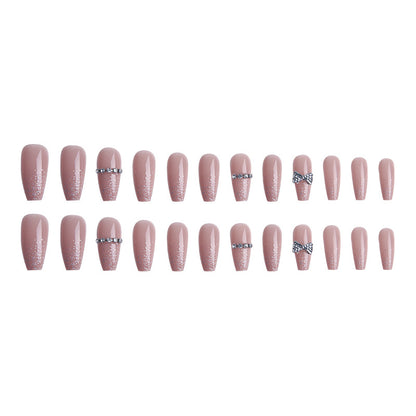 Glamorous artificial nails with sparkling rhinestone and glitter elements Acalora
