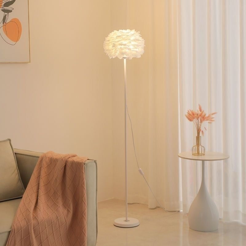 Modern Feather-Accented Floor Lamp
