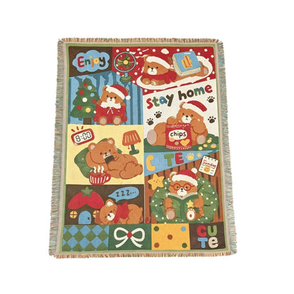 Cozy Cartoon-Themed Woven Throw Blanket