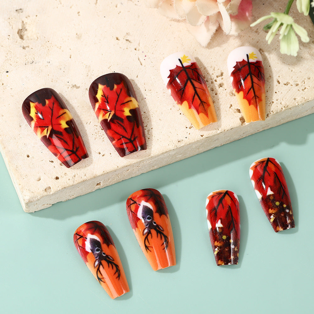 Artificial nails in autumn leaf design Acalora