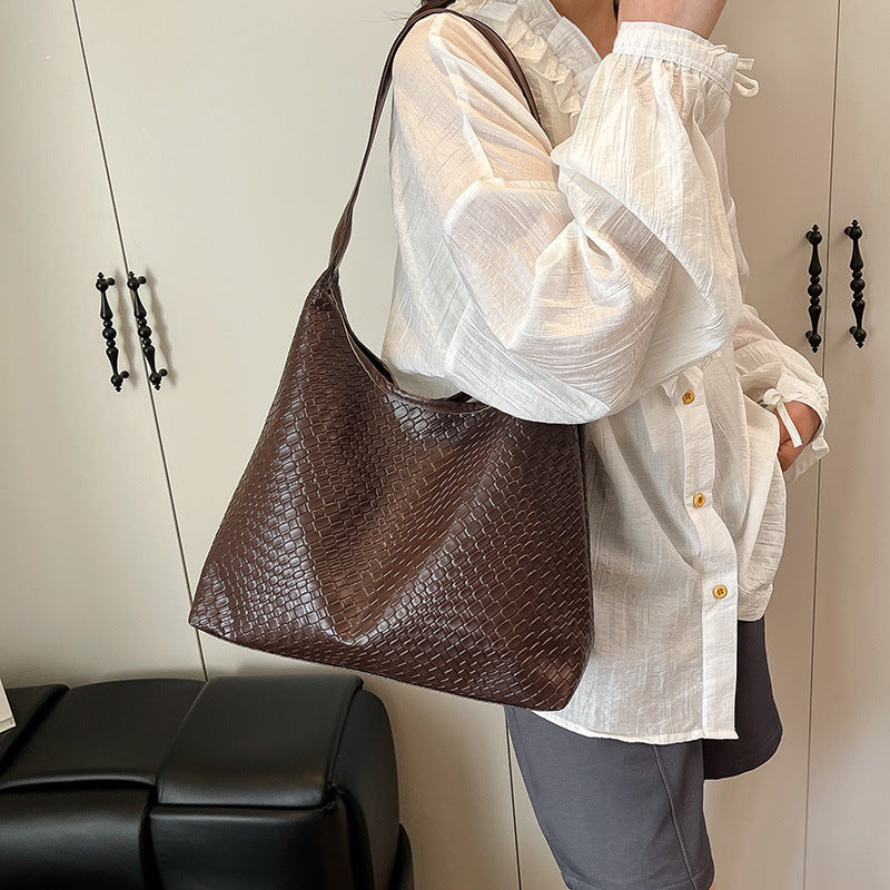 Sleek Textured Leather Hobo Handbag Acalora