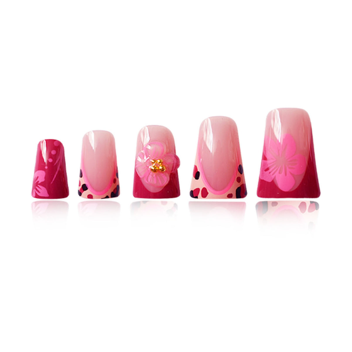 Floral Cat-Ear Design Press-On Nails Acalora