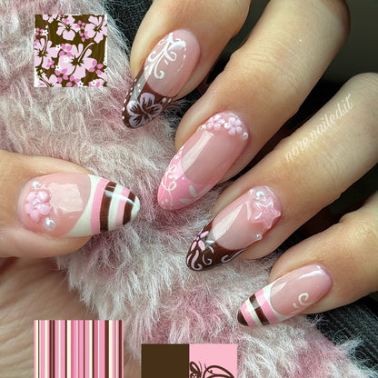 Artistic Floral Press-On Nail Enhancements Acalora