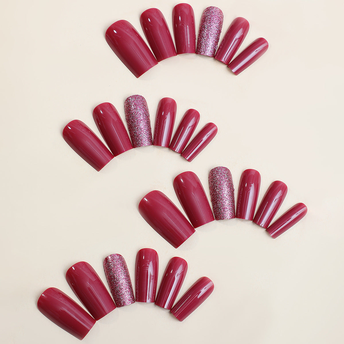 Decorative Press-On Nail Set with Glittered and Classic Designs Acalora