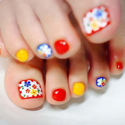 Artificial nail set with colorful floral pattern Acalora