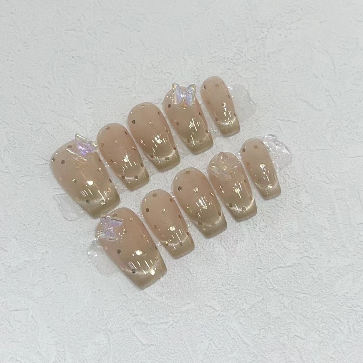 Premium Press-On Nail Set with Iridescent Accents Acalora