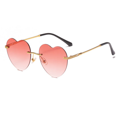 Women's Heart-shaped Sunglasses with mirrored lenses and golden frame Karnz