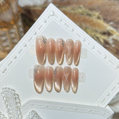 Glamorous Stiletto Press-On Nail Set with Rhinestone Accents Acalora