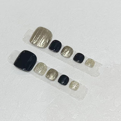 Press-On Nail Art Set with Elegant Metallic and Glitter Accents Acalora