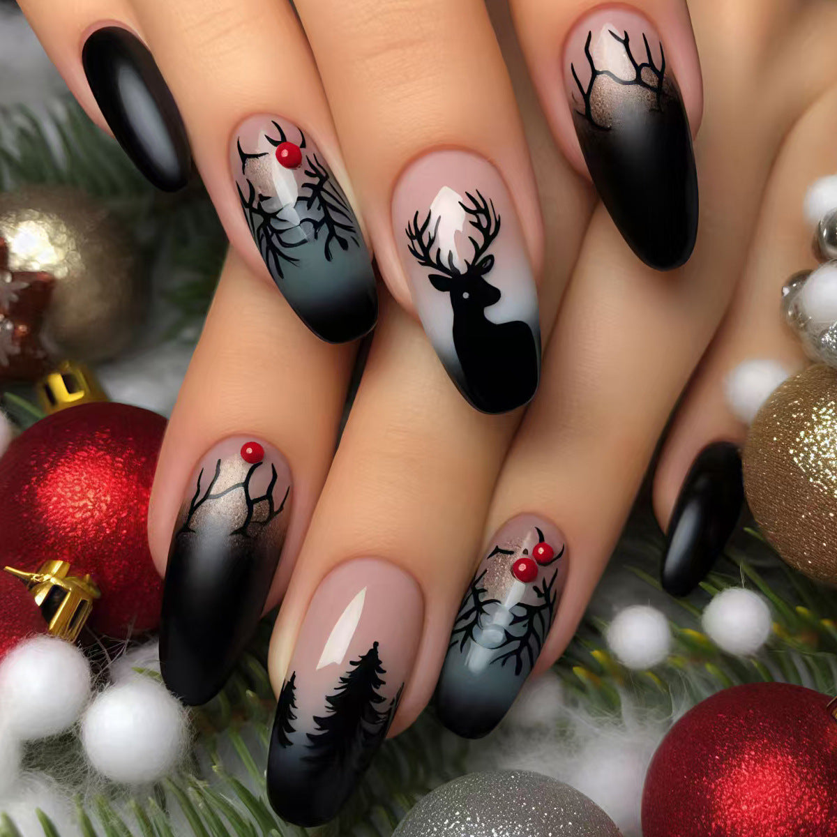 Festive Winter-Themed Nail Art Acalora