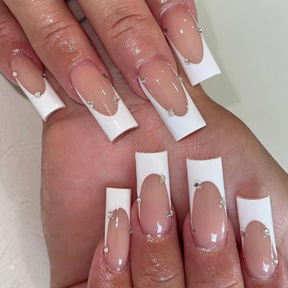 Elegant Crystal-Embellished Press-On Nail Design Acalora