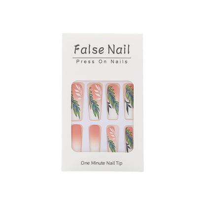 Artificial nails with elegant ombre design and floral accents Acalora