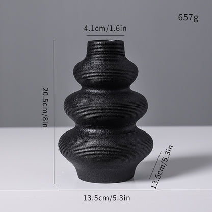 Modern Minimalist Ribbed Ceramic Vase
