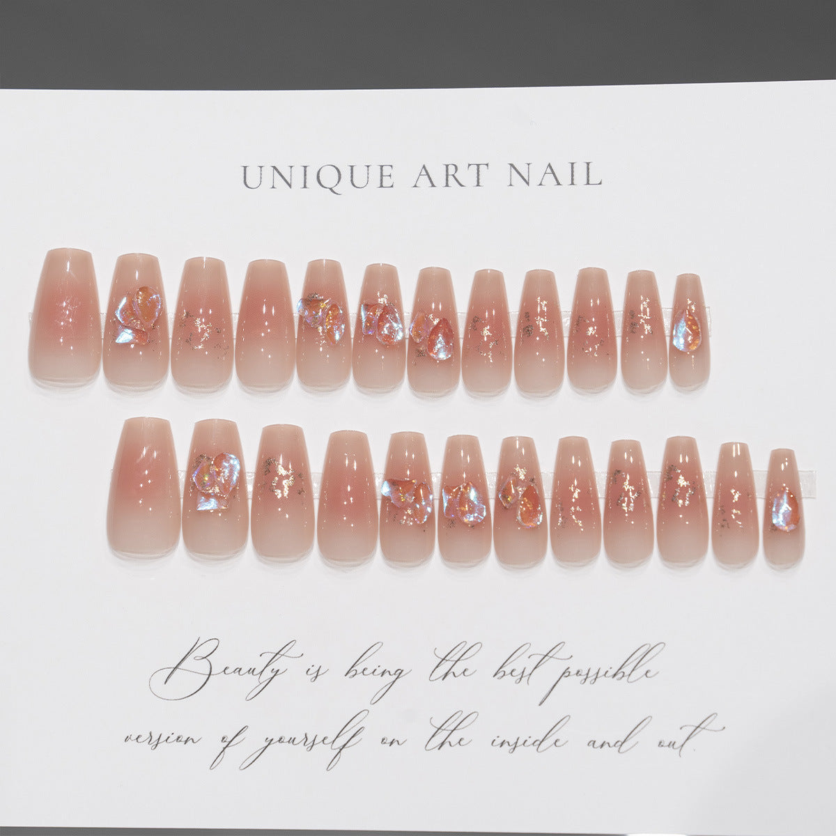 Artistic Press-On Nail Tips with Floral Design Acalora