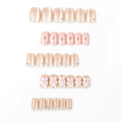 Artificial nail set with floral accents and glitter Acalora